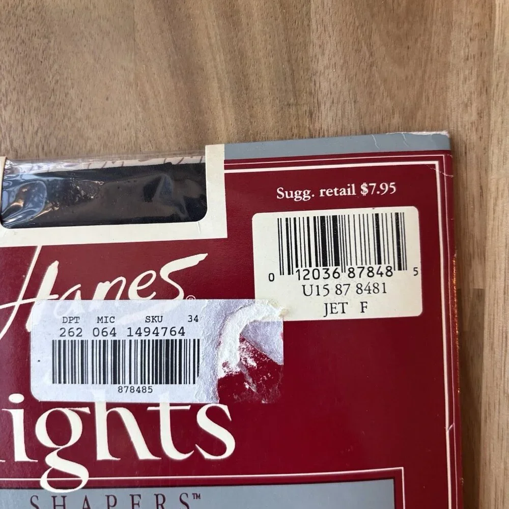 Vintage Hanes Alive Light Support Classic‎ Jet Size F  Pantyhose Granny USA MADE
